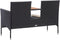 vidaXL - Tuinbank - 2-zits - met - tafeltje - 143 - cm - poly - rattan - zwart