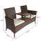 vidaXL - Tuinbank - 2-zits - met - tafeltje - poly - rattan - bruin