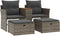 vidaXL - Tuinbank - 2-zits - met - voetenbanken - poly - rattan - grijs