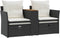 vidaXL - Tuinbank - 2-zits - met - voetenbanken - poly - rattan - zwart