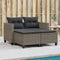 vidaXL - Tuinbank - 2-zits - met - voetenbanken - poly - rattan - grijs