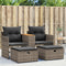 vidaXL - Tuinbank - 2-zits - met - voetenbanken - poly - rattan - grijs