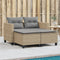 vidaXL - Tuinbank - 2-zits - met - voetenbanken - poly - rattan - beige