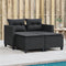 vidaXL - Tuinbank - 2-zits - met - voetenbanken - poly - rattan - zwart