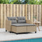 vidaXL - Tuinbank - 2-zits - met - voetenbanken - poly - rattan - beige