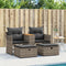 vidaXL - Tuinbank - 2-zits - met - voetenbanken - poly - rattan - grijs