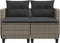 vidaXL - Tuinbank - 2-zits - met - voetenbanken - poly - rattan - grijs