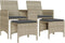 vidaXL - Tuinbank - 2-zits - tafel - en - voetenbanken - poly - rattan - lichtgrijs
