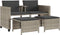 vidaXL - Tuinbank - 2-zits - tafel - en - voetenbanken - poly - rattan - lichtgrijs