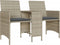 vidaXL - Tuinbank - 2-zits - tafel - en - voetenbanken - poly - rattan - lichtgrijs
