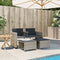 vidaXL - Tuinbank - 2-zits - tafel - en - voetenbanken - poly - rattan - lichtgrijs