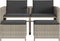 vidaXL - Tuinbank - 2-zits - tafel - en - voetenbanken - poly - rattan - lichtgrijs