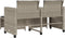 vidaXL - Tuinbank - 2-zits - tafel - en - voetenbanken - poly - rattan - lichtgrijs