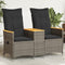 vidaXL - Tuinbank - 2-zits - verstelbaar - met - tafel - poly - rattan - grijs