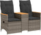 vidaXL - Tuinbank - 2-zits - verstelbaar - met - tafel - poly - rattan - grijs