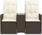 vidaXL - Tuinbank - 2-zits - verstelbaar - met - tafel - poly - rattan - bruin