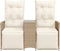 vidaXL - Tuinbank - 2-zits - verstelbaar - met - tafel - poly - rattan - beige