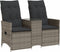 vidaXL - Tuinbank - 2-zits - verstelbaar - met - tafel - poly - rattan - grijs