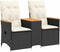 vidaXL - Tuinbank - 2-zits - verstelbaar - met - tafel - poly - rattan - zwart