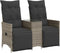 vidaXL - Tuinbank - 2-zits - verstelbaar - met - tafel - poly - rattan - grijs