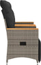vidaXL - Tuinbank - 2-zits - verstelbaar - met - tafel - poly - rattan - grijs