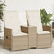 vidaXL - Tuinbank - 2-zits - verstelbaar - met - tafel - poly - rattan - beige