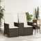 vidaXL - Tuinbank - 2-zits - verstelbaar - met - tafel - poly - rattan - bruin