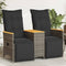 vidaXL - Tuinbank - 2-zits - verstelbaar - met - tafel - poly - rattan - grijs
