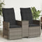 vidaXL - Tuinbank - 2-zits - verstelbaar - met - tafel - poly - rattan - grijs
