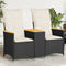 vidaXL - Tuinbank - 2-zits - verstelbaar - met - tafel - poly - rattan - zwart