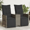 vidaXL - Tuinbank - 2-zits - verstelbaar - met - tafel - poly - rattan - grijs