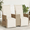 vidaXL - Tuinbank - 2-zits - verstelbaar - met - tafel - poly - rattan - beige