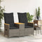 vidaXL - Tuinbank - 2-zits - verstelbaar - met - tafel - poly - rattan - grijs