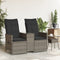 vidaXL - Tuinbank - 2-zits - verstelbaar - met - tafel - poly - rattan - grijs