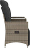 vidaXL - Tuinbank - 2-zits - verstelbaar - met - tafel - poly - rattan - grijs