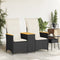 vidaXL - Tuinbank - 2-zits - verstelbaar - met - tafel - poly - rattan - zwart