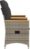 vidaXL - Tuinbank - 2-zits - verstelbaar - met - tafel - poly - rattan - grijs
