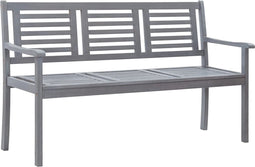 vidaXL - Tuinbank - 3-zits - 150 - cm - massief - eucalyptushout - grijs