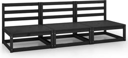 vidaXL - Tuinbank - 3-zits - massief - grenenhout - zwart