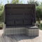 vidaXL - Tuinbank - 3-zits - met - dak - en - voetenbank - poly - rattan - grijs
