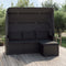 vidaXL - Tuinbank - 3-zits - met - dak - en - voetenbank - poly - rattan - zwart
