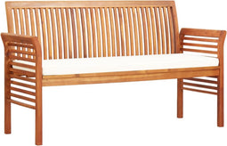 vidaXL - Tuinbank - 3-zits - met - kussen - 150 - cm - massief - acaciahout
