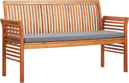 vidaXL - Tuinbank - 3-zits - met - kussen - 150 - cm - massief - acaciahout