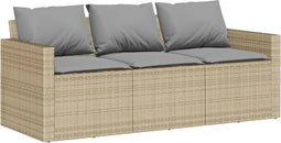 vidaXL - Tuinbank - 3-zits - met - kussens - poly - rattan - beige