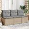 vidaXL - Tuinbank - 3-zits - met - kussens - poly - rattan - beige