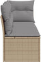 vidaXL - Tuinbank - 3-zits - met - kussens - poly - rattan - beige