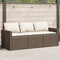 vidaXL - Tuinbank - 3-zits - met - kussens - poly - rattan - bruin