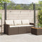 vidaXL - Tuinbank - 3-zits - met - kussens - poly - rattan - bruin