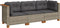vidaXL - Tuinbank - 3-zits - met - kussens - poly - rattan - grijs