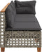 vidaXL - Tuinbank - 3-zits - met - kussens - poly - rattan - grijs